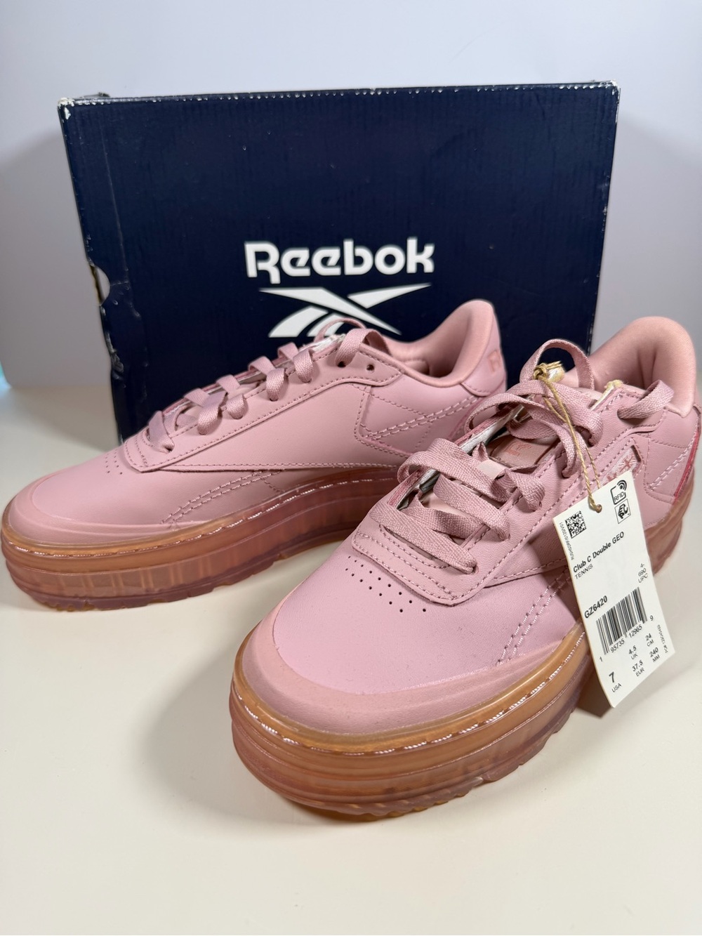 Reebok Pink Platform Lace-Up Sneakers